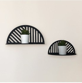 Resim Mavitrend Dekoratif Metal Duvar Rafı, Daire 2'li Siyah Dekoratif Banyo Mutfak Salon Oturma Odası Rafı 