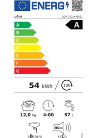 Resim Uğur UCM 31214 B 101 1350 Devir 12 KG Çamaşır Makinesi 