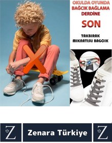 Resim Zenara Premium Pratik Şık Klipsli Manyetik Mıknatıslı Lastikli Çocuk Ayakkabı Bağcığı 100 Cm 1 Çift Çok Renkli 