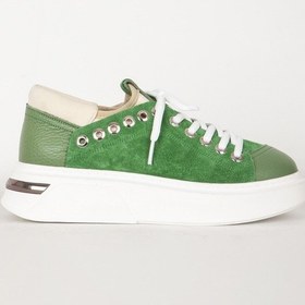 Resim Dericlub Kadın Bağcıklı Sneaker Kalın Taban Ayakkabı Gerçek Deri Rc 17908 Yeşil Null Yeşil 