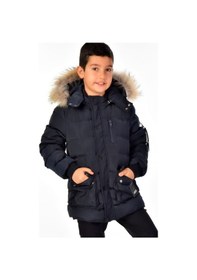 Resim Erkek Çocuk Natürel Kürklü Mont 51254 Lacivert 