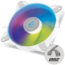 Resim ARCTIC P12 PWM PST ARGB 120mm 0-2200 RPM 0dB Yarı Pasif Yüksek Basınçlı Kasa Fanı - Beyaz (AR-ACFAN00254A) 