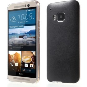 Resim Htc One M9 Kılıf Deri Dokulu Arka Kapak Siyah 
