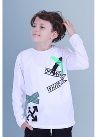 Resim Panios Kids X Baskılı Uzun Kollu Erkek Çocuk Beyaz Sweatshirt Beyaz 