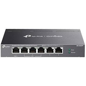 Resim TP-LINK OMADA DS106GPP 4 PORT GIGABIT+2 PORT GIGABIT UPLINK 64W 250 METRE POE MESAFE METAL KASA SWITCH 