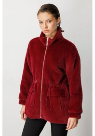 Resim Ekol Kadın Fermuarlı Bordo Peluş Manto 06103 Bordo 