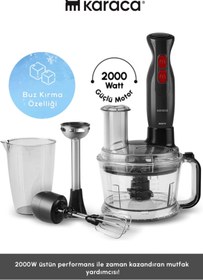 Resim Karaca PRO-2000W Turbo Doğrayıcı, Dilimleme Rondo, Blender - İkili çelik mikser, Buz Kırıcı Mutfak Robotu 
