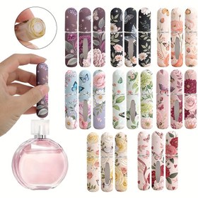 Resim 1 Adet Taşınabilir Seyahat Parfüm Atomizer Şişesi - Çiçek Desenli Kelebek Tasarımı, PVC İçermeyen, Yeniden Doldurulabilir, Kompakt ve Hafif, Esansiyel Yağlar & Losyonlar için Sevimli Sprey, Frekant Seyahate Uygun 