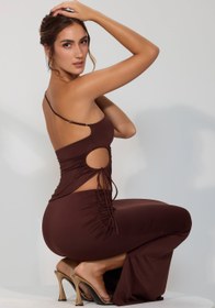 Resim Espresso Daracık Jersey Asimetrik Bel Uzun Etek - M 