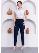Resim Cep Detaylı Bilek Boy Kadın Kumaş Pantolon 3144-lacivert Lacivert 