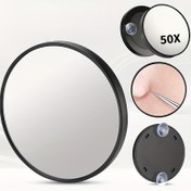 Resim 50x Büyütmeli Vantuzlu Makyaj Aynası, Taşınabilir Tasarım + Güçlü Emişli Tabana Sahip - Banyo/Makyaja Özel. Bakım / Epilasyon / Cilt İzi, 3 Fonksiyon Bir Arada. Şık Tutma Kolu Pil Kullanmadan Mükemmel Hijyen Deneyimi Sunuyor 
