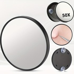Resim 50x Büyütmeli Vantuzlu Makyaj Aynası, Taşınabilir Tasarım + Güçlü Emişli Tabana Sahip - Banyo/Makyaja Özel. Bakım / Epilasyon / Cilt İzi, 3 Fonksiyon Bir Arada. Şık Tutma Kolu Pil Kullanmadan Mükemmel Hijyen Deneyimi Sunuyor 