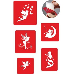 Resim Enhavalı Melek Dünyası Geçici Dövme Kına Şablonu 5'li 