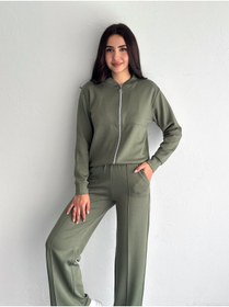 Resim chize KOLEJ YAKA PANTOLUN ÇIMALI YUMUŞAK DOKU MODAL KUMAŞ EŞOFMAN TAKIM 