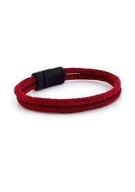 Resim Bordo Iki Sirali Siyah Metal Miknatisli Erkek Bileklik M013F Çok Renkli 