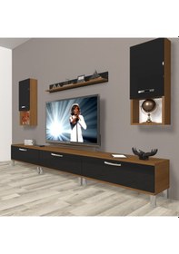 Resim Decoraktiv Eko 270da Slm Krom Ayaklı Tv Ünitesi Tv Sehpası Ceviz - Siyah 