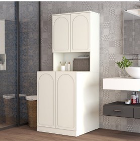 Resim Lyon Çamaşır Makinesi Dolabı V101 - Krem Krem 