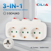 Resim 1/2 adet Bireysel Anahtar Kontrolü ile Avrupa Standartı 3'ü 1 Arada Duvar Prizine, Çok Fonksiyonlu, Şok Geçirmez, 3 Güç Prizi - Taşınabilir, Ev ve Ofis Kullanımı için Uygun 