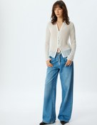 Resim Transparan Şifon Gömlek Önden Bağcıklı Fiyonk Detaylı Uzun Kollu 