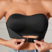 Resim Kadınlar için Askısız Kablosuz Bandeau Sütyen - Çıkarılabilir Pedler, %85 Naylon/%15 Elastan, Dikişsiz Konfor, Düz Siyah, Sadece Elde Yıkama, Günlük ve Özel Günler İçin Seksi Rahat Kalıp 