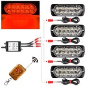 Resim Sones Dc12v-24v / 18w 4'ü 1 Arada Ön Izgara Acil Strobe Flaş Uyarı Işığı Pikap 12led Yan Işık Kablosuz Kontrol 16 Mod Kırmızı Işık 