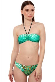 Resim Kadın Yeşil Straplez Bikini Takımı 1567 