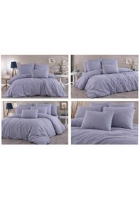 Resim Vionetta Ranforce % 100 Pamuk Koyu Gri 2 Yastıklı Tek Kişilik Nevresim Takımı Koyu Gri 