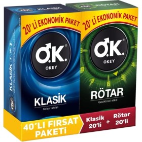 Resim Okey Klasik 20'Li Prezervatif & Rötar 20'Li Prezervatif 