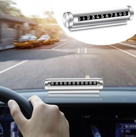 Resim GÜLLÜ E STORE BUFFER® Alüminyum Kasa Gri Renk Çevirmeli Araç Içi Telefon Numaratörü Park Oto Numaratörü 