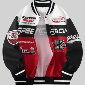 Resim Erkek Casual İlkbahar/Sonbahar Uzun Kollu Düşük Omuz Slim Fit Polyester Beyzbol Yaka Düğmeli Cepli Bisiklet Ceketi 