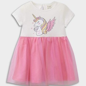 Resim DeFacto Kız Bebek Unicorn Baskılı Kısa Kollu Yazlık Tül Elbise E8723A525SMER105 