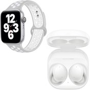 Resim Samsung Uyumlu Galaxy Buds+ Beyaz Bluetooth Kulaklık Watch 7 Siyah Nike Akıllı Saat 