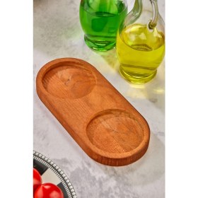 Resim Mediterian Doğal Ahşap Oval Yağdanlık Altığı, Şık ve Dayanıklı, 0-249 ml, Kahverengi 