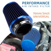 Resim Araba Yüksek Akış Hava Filtresi 3 inç Soğuk Hava Girişi Evrensel Filtreler Spor Yarış Arabası Motor Hava Girişi için 76mm 