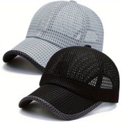 Resim 2 adet Set, Moda Işık Plakası Beyzbol Şapkası, Güneşlik Nefes Alabilen Mesh Şapka, Açık Hava Sporları Şapkası, Koşu, Seyahat, Tatil, Tatil Hediye Verme, Balıkçılık için İyi Bir Seçim 