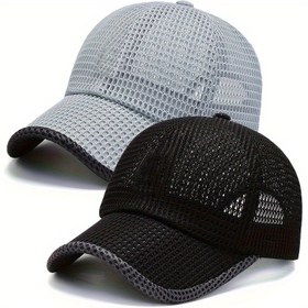 Resim 2 adet Set, Moda Işık Plakası Beyzbol Şapkası, Güneşlik Nefes Alabilen Mesh Şapka, Açık Hava Sporları Şapkası, Koşu, Seyahat, Tatil, Tatil Hediye Verme, Balıkçılık için İyi Bir Seçim 