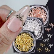 Resim 3 Kutu Metal Willow Tırnak Kurdeleleri, Gül Altın ve Gümüş Altın 3D Tırnak Aksesuarları, Şans DIY Tırnak Salonu, Tırnak Sanatı Malzemeleri 