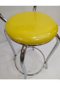 Resim Sandalye Bar Tipi Yüksek Model Sarı 4 Adet Metal Çelik Nikelaj Su 