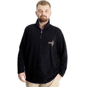 Resim Mode Xl Büyük Beden Sweat Dik Yaka Selanik Fermuarlı 23548 Lacivert Siyah 