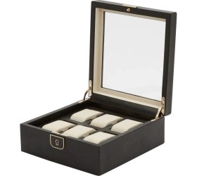 Resim Palermo 6'lı Deri Saat Kutusu USB Şarj Girişli Kilitli 23X22X9 cm 
