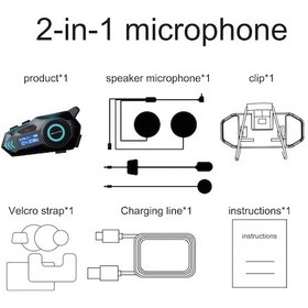 Resim K09 Motosiklet Bluetooth Kask Yarı-dubleks Interkom Ipx8 Su Geçirmez 800mah 1pc 2 İn 1 Mic 