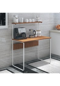 Resim Dehalimited G Masa 100X50 Metal Iskeletli Parlak Bambu Yüzey Ders Çalışma Ve Bambu - Beyaz 