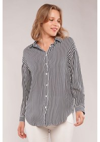 Resim Gabria Uzun Kollu Çizgili Gömlek Lacivert 