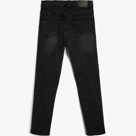 Resim Koton Kot Pantolon Ayarlanabilir Lastikli Pamuklu - Slim Jean Siyah 5wkb40008td Siyah 
