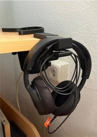 Resim Masa Kenarı Asılabilir Kulaklık Standı, Kulaklık Tutucu Siyah 