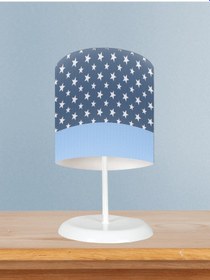 Resim Mekta Home Bebek Ve Çocuk Odası Gri Ve Mavi Bulut Desenli Abajur 