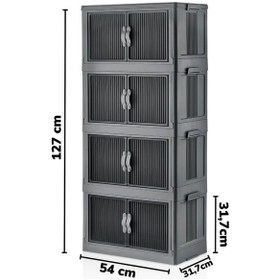 Resim Piev Çok Amaçlı Kapaklı İstiflenebilir Organizer Dolap 4 Lü Antrasit 