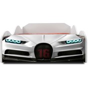 Resim Bugattı - S1 - Arabalı Yatak - Araba Karyola , Beyaz Tek Kişilik 