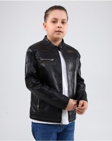 Resim Erkek Hakiki Deri Çocuk Mont (544607516) Siyah 