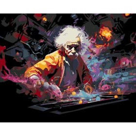 Resim wombhobby Göreceli Einstein Sayılarla Boyama Seti 80x100 Cm Çerçeveli (Kasnağa ) Gerili 